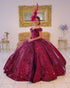 Popular Sparkly Burgundy Quinceanera Dress Sequins Off The Shoulder Sweet 16 Dress Ball Gown vestidos de quinceañera